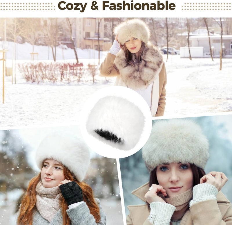 Homaisson Women's Winter Cossack Hat, Faux Fur Hat for Winter, Fur Bucket Hats for Women, Head Circumference: 21.3-22.8 in - Image 5